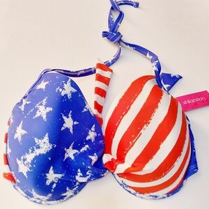 XHILARATION Patriotic Stars and Stripes Bikini Top - D/ DD